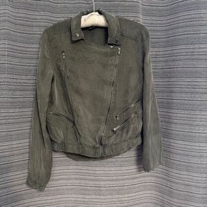 Blank NYC Taupe Tencel Bomber Moto Jacket Size XS